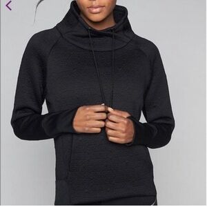 Athleta Jacquard Elevation Black Quilted Funnel Neck Pullover Womens Size S NWOT